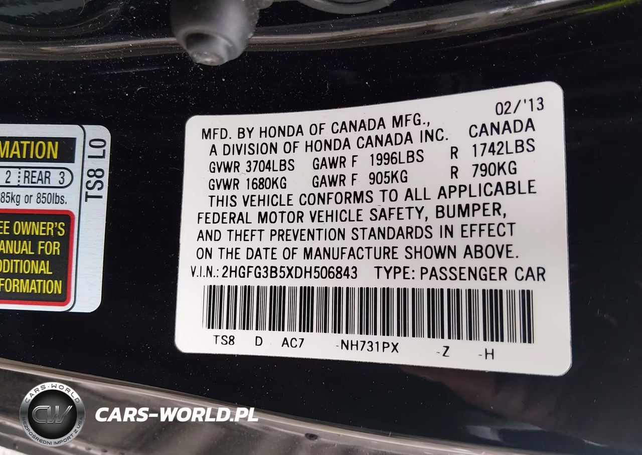 2013 Honda Civic Lx VIN:2HGFG3B5XDH506843 - 9