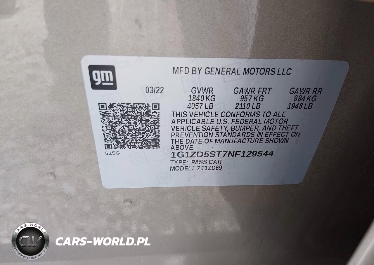 2022 Chevrolet Malibu Fwd Lt VIN:1G1ZD5ST7NF129544 - 9