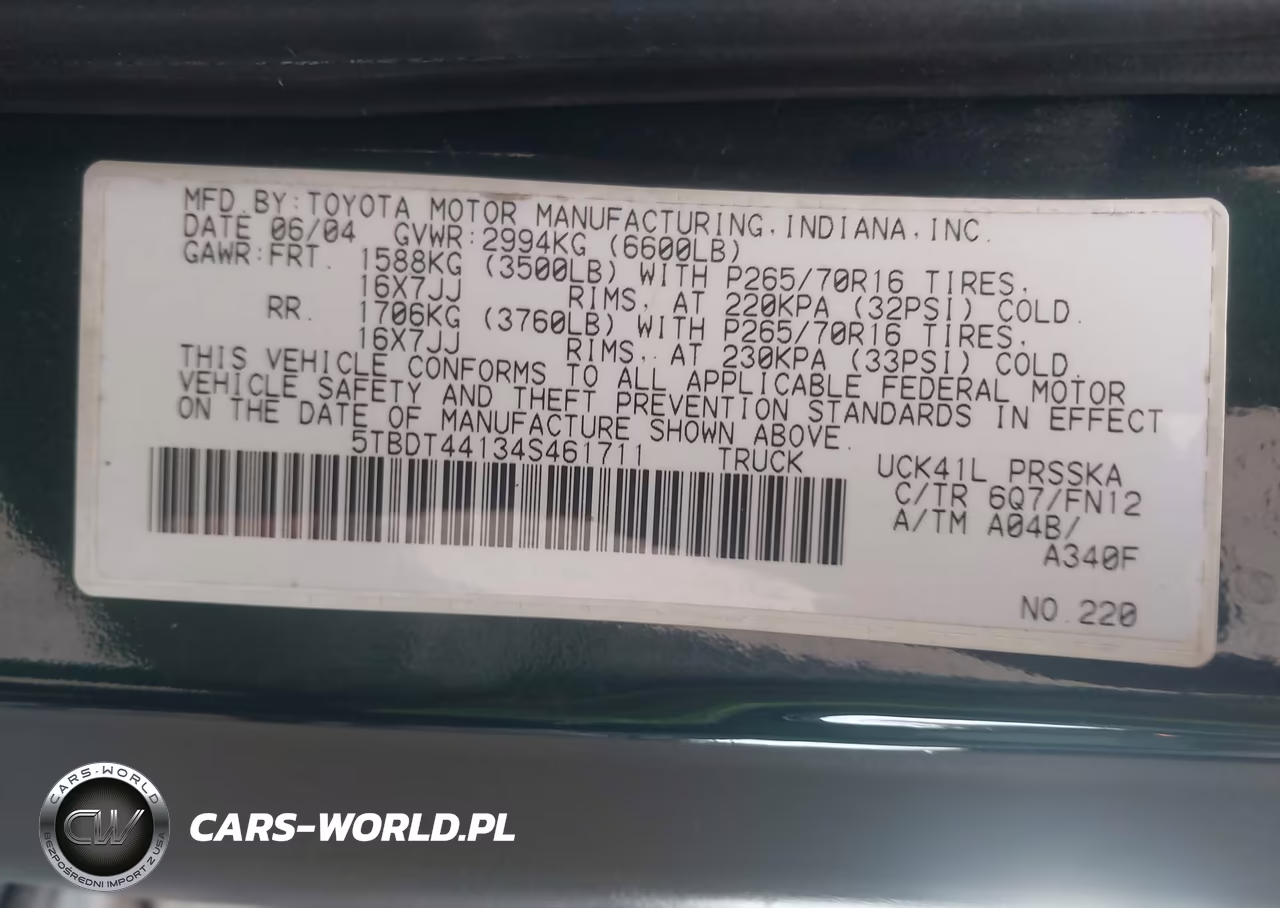 2004 Toyota Tundra Sr5 V8 VIN:5TBDT44134S461711 - 9