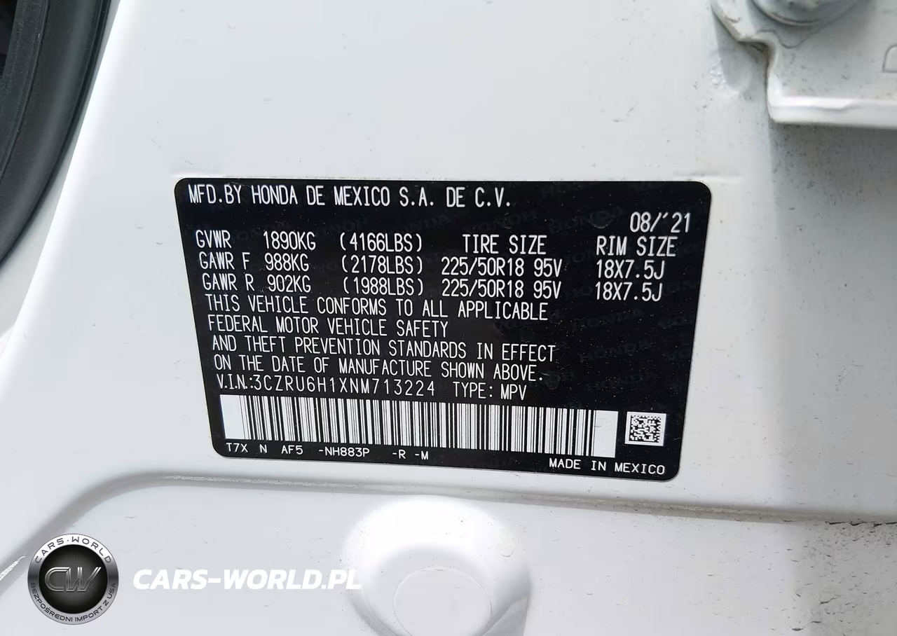 2022 Honda Hr-V Awd Sport VIN:3CZRU6H1XNM713224 - 9