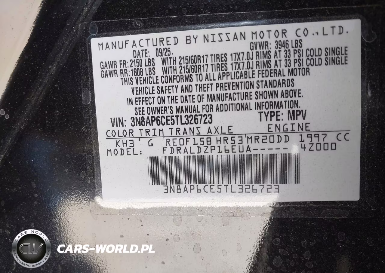 2026 Nissan Kicks Sv VIN:3N8AP6CE5TL326723 - 9