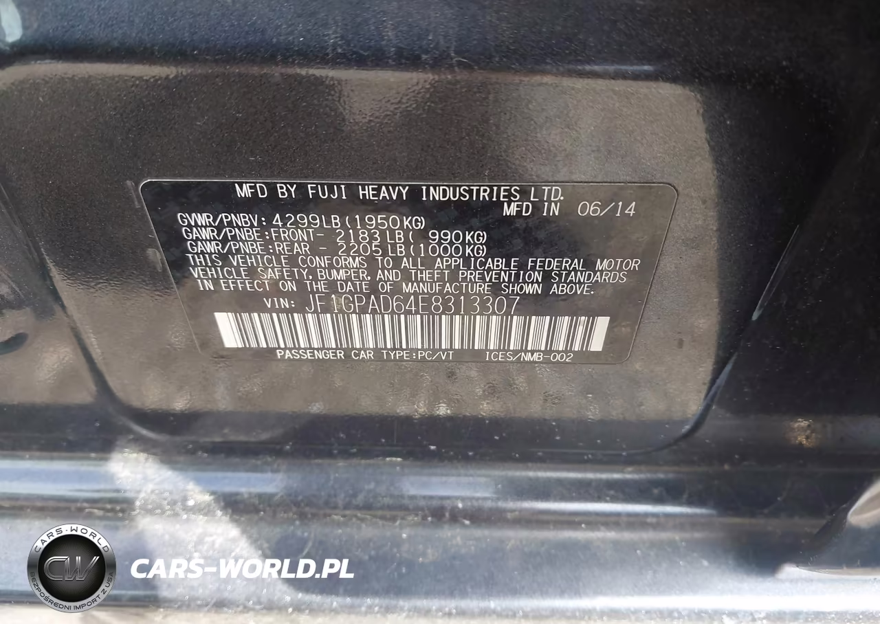 2014 Subaru Impreza 2.0I Premium VIN:JF1GPAD64E8313307 - 9