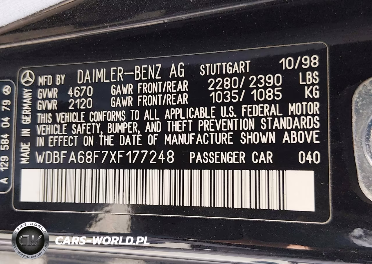 1999 Mercedes-Benz Sl 500 VIN:WDBFA68F7XF177248 - 9