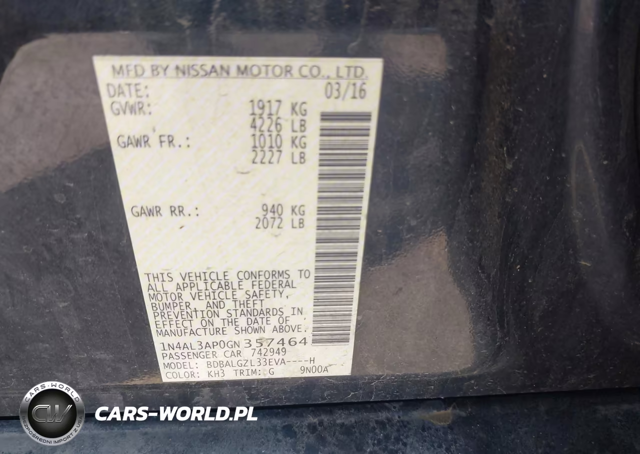 2016 Nissan Altima 2.5 S VIN:1N4AL3AP0GN357464 - 9