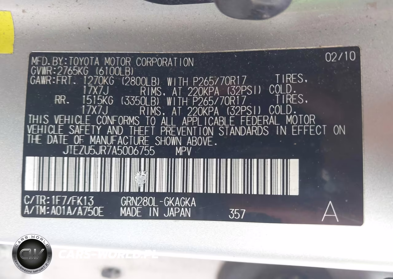 2010 Toyota 4Runner Sr5 V6 VIN:JTEZU5JR7A5006755 - 9