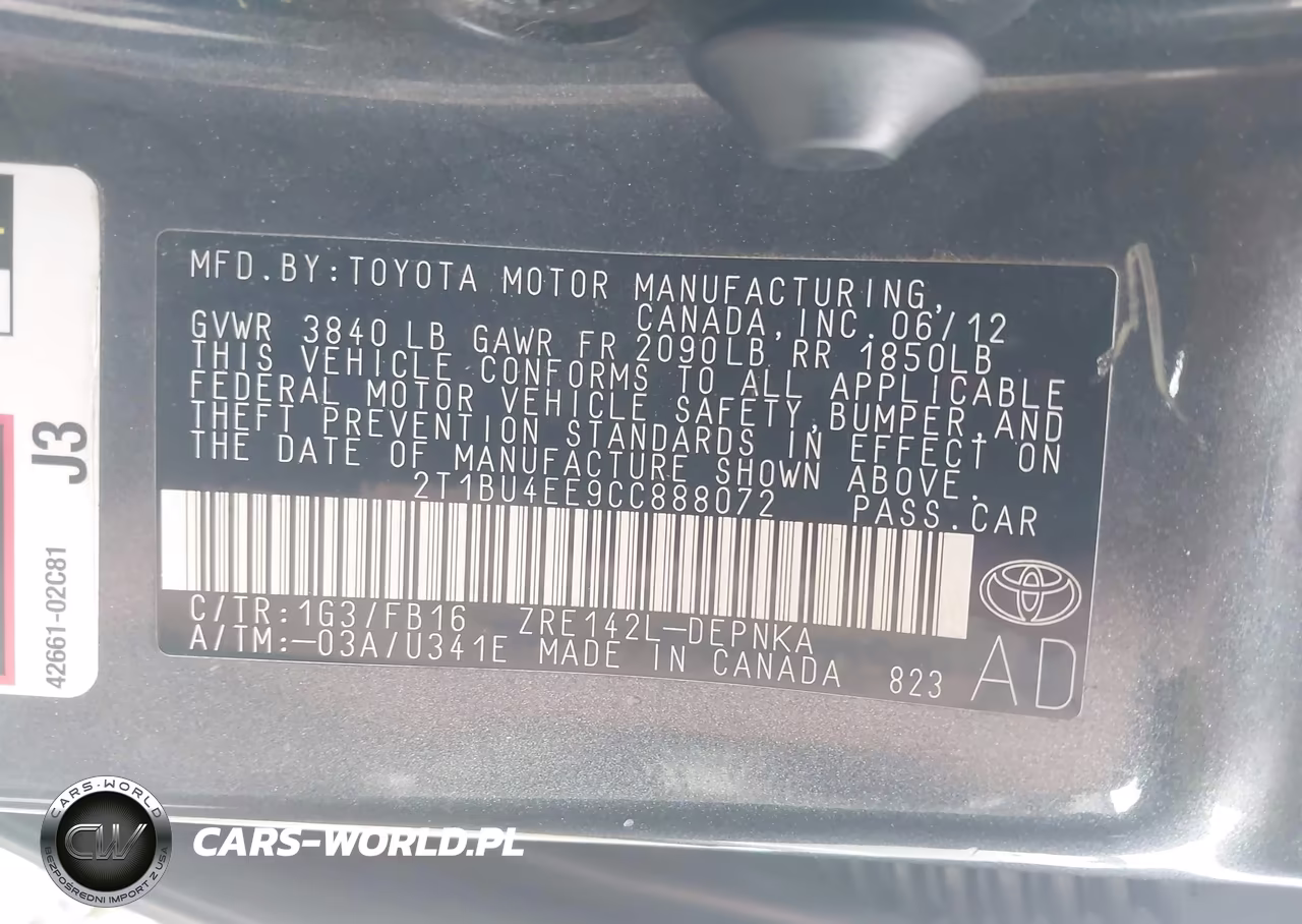 2012 Toyota Corolla Le VIN:2T1BU4EE9CC888072 - 9