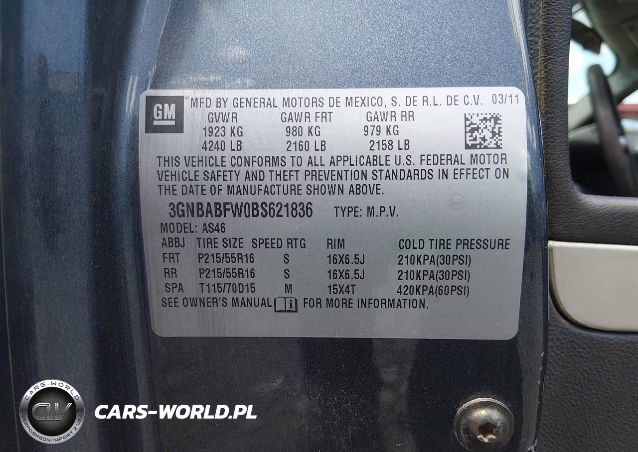 2011 Chevrolet Hhr Lt VIN:3GNBABFW0BS621836 - 9