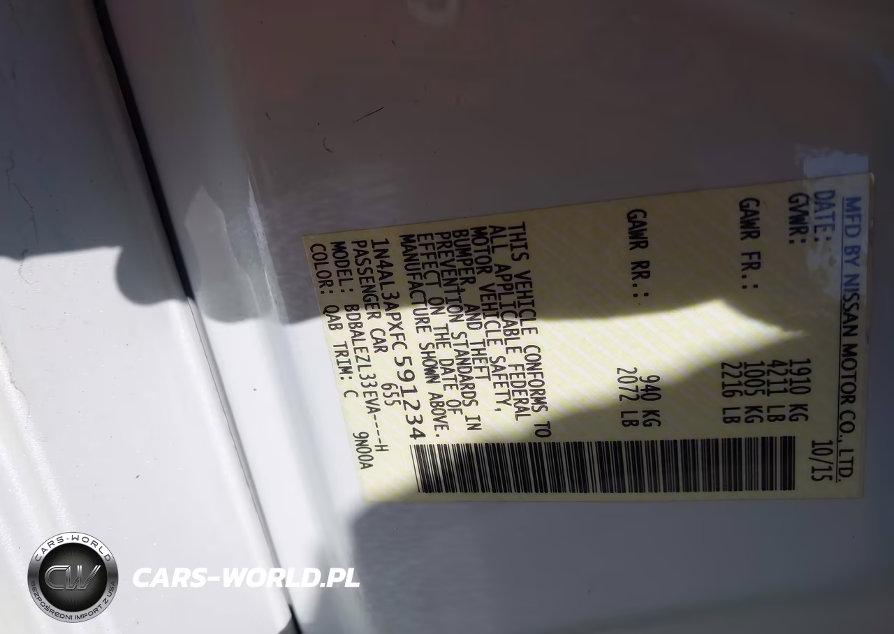 2015 Nissan Altima 2.5 S VIN:1N4AL3APXFC591234 - 9