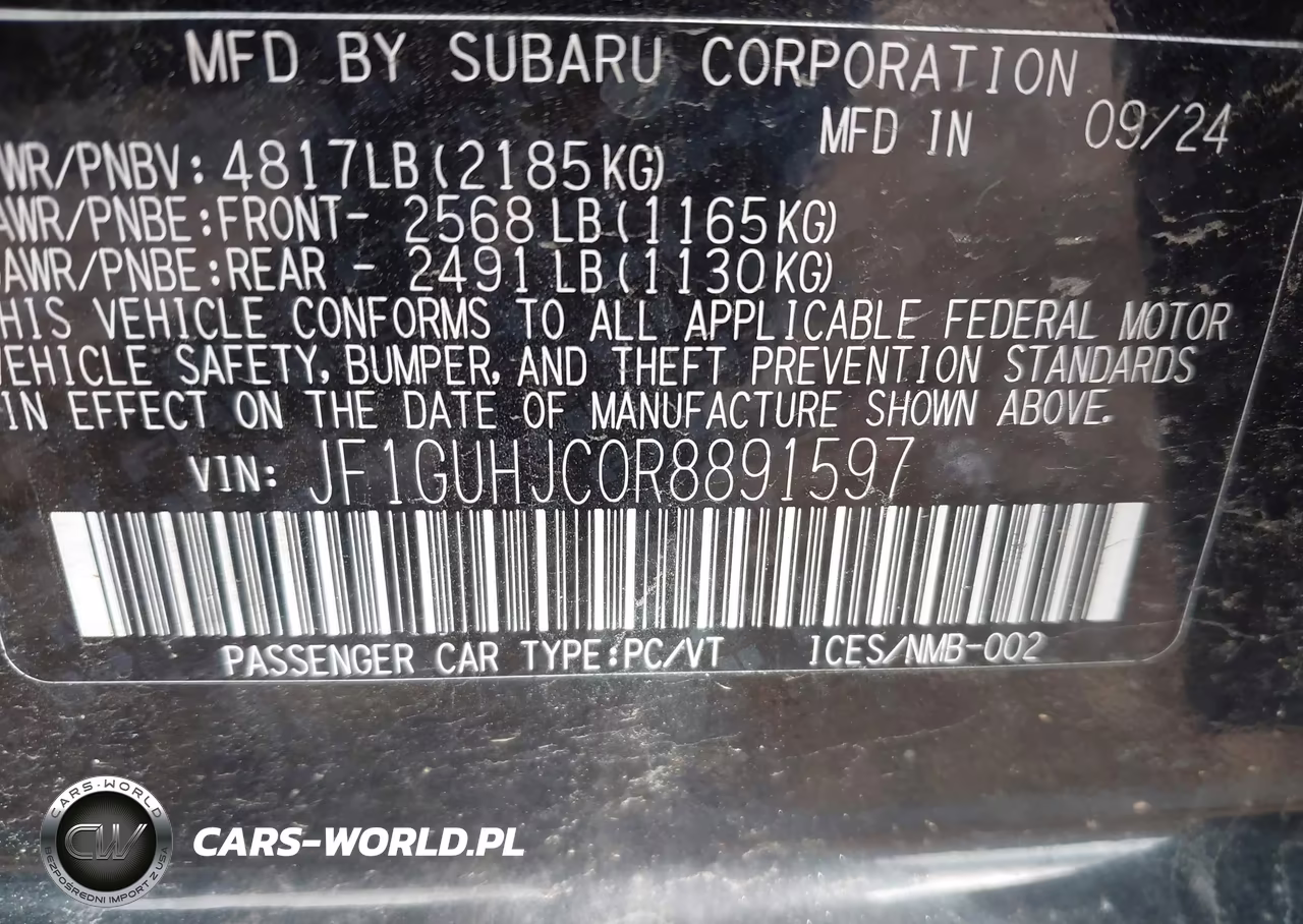 2024 Subaru Impreza Rs 5-Door VIN:JF1GUHJC0R8891597 - 9