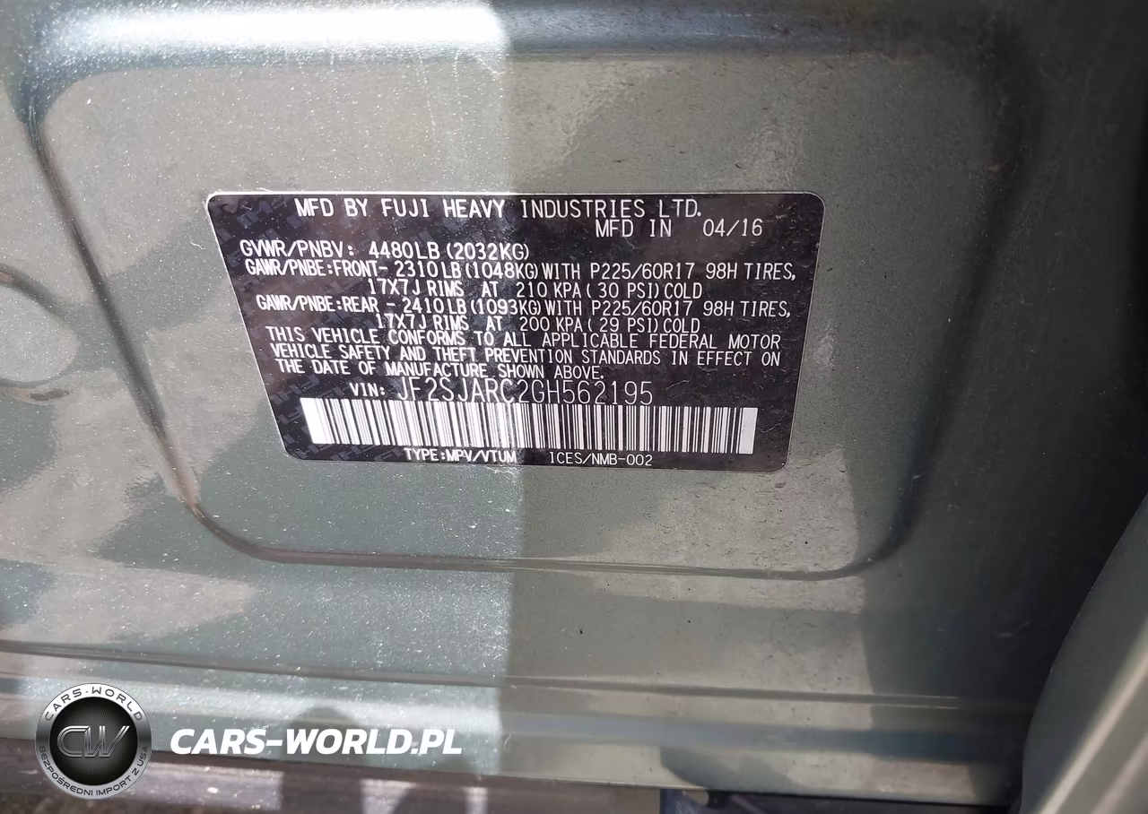 2016 Subaru Forester 2.5I Limited VIN:JF2SJARC2GH562195 - 9
