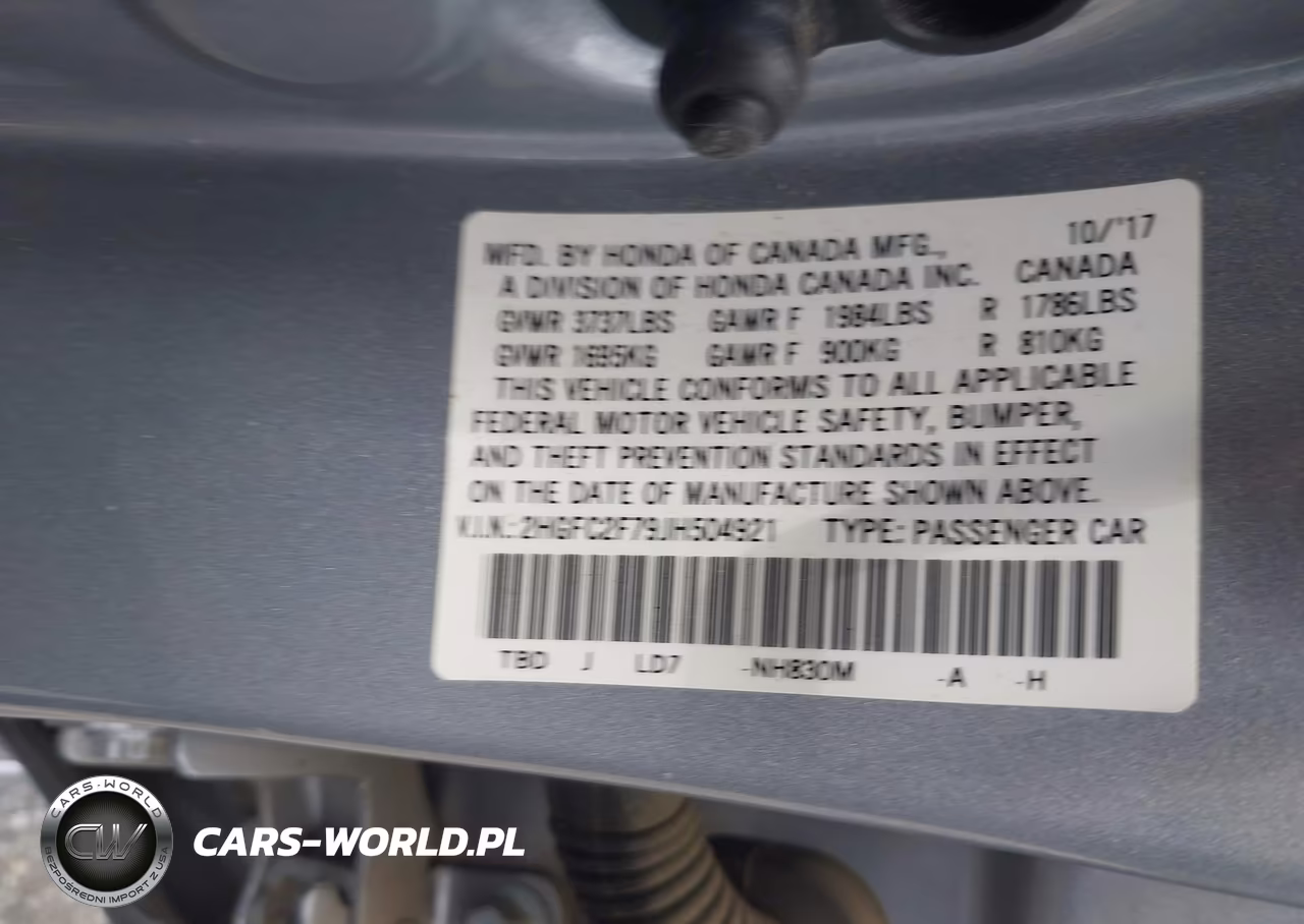 2018 Honda Civic Ex VIN:2HGFC2F79JH504921 - 9
