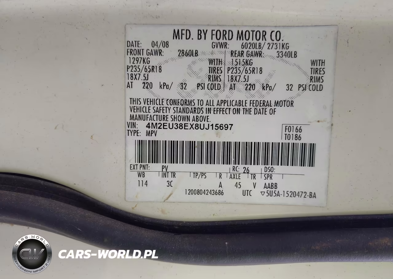 2008 Mercury Mountaineer Premier VIN:4M2EU38EX8UJ15697 - 9