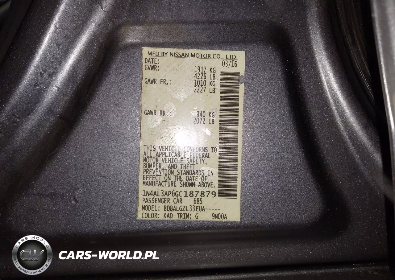 2016 Nissan Altima 2.5-2.5 S-2.5 Sl-2.5 Sr-2.5 Sv VIN:1N4AL3AP6GC187879 - 9