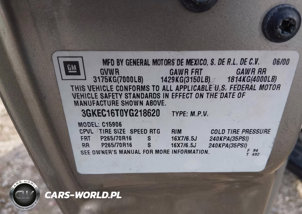 2000 GMC Yukon Xl 1500 Slt VIN:3GKEC16T0YG218620 - 9