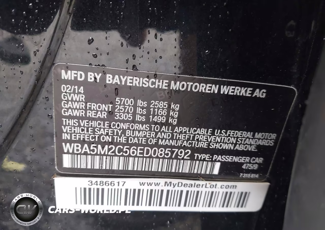 2014 BMW 535I Gran Turismo VIN:WBA5M2C56ED085792 - 9