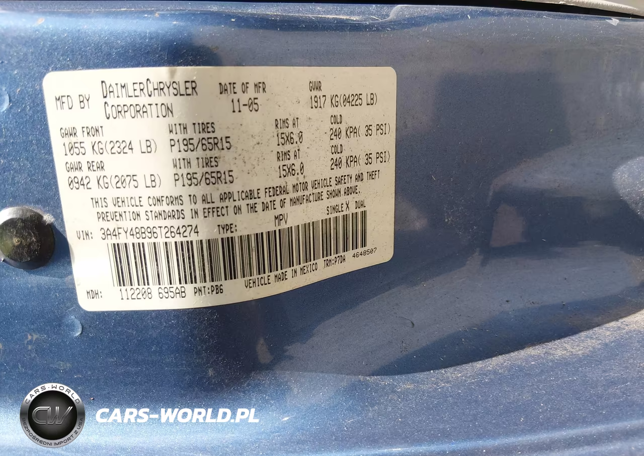 2006 Chrysler Pt Cruiser VIN:3A4FY48B96T264274 - 9