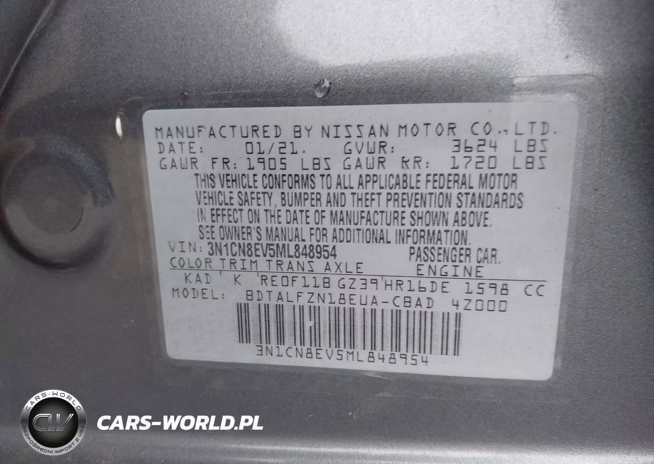 2021 Nissan Versa Sv Xtronic Cvt VIN:3N1CN8EV5ML848954 - 9
