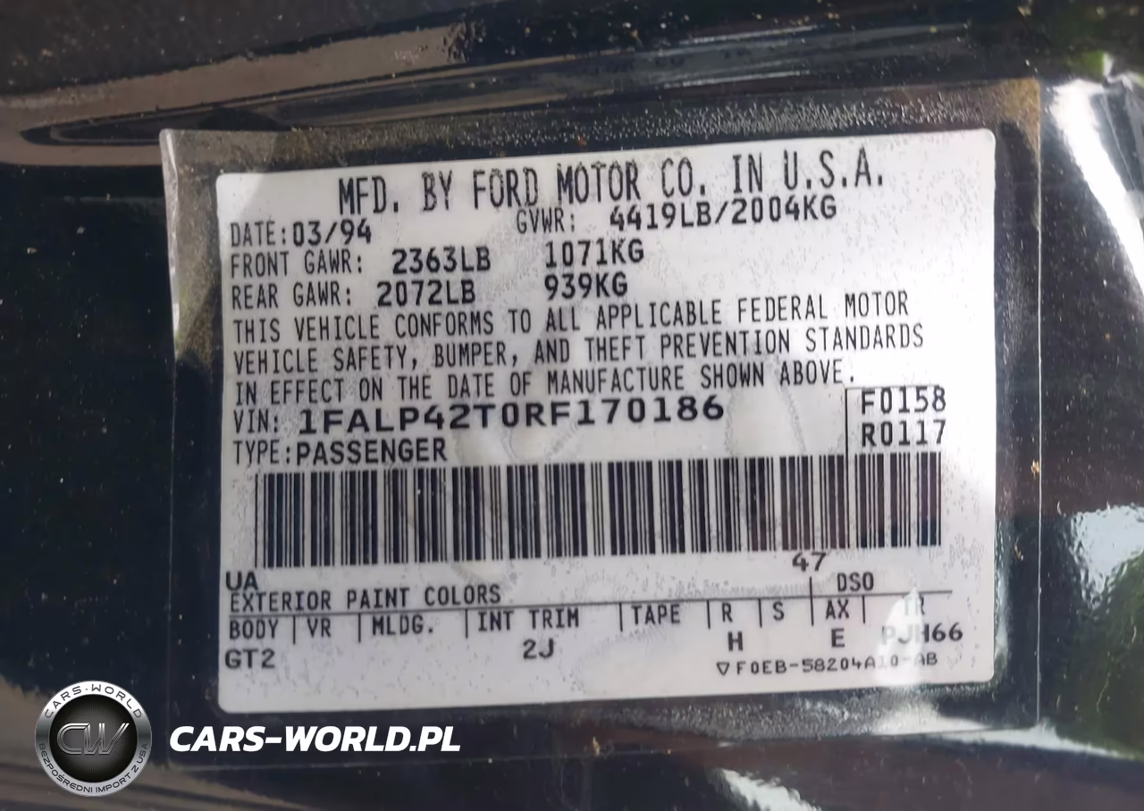 1994 Ford Mustang Gt VIN:1FALP42T0RF170186 - 9