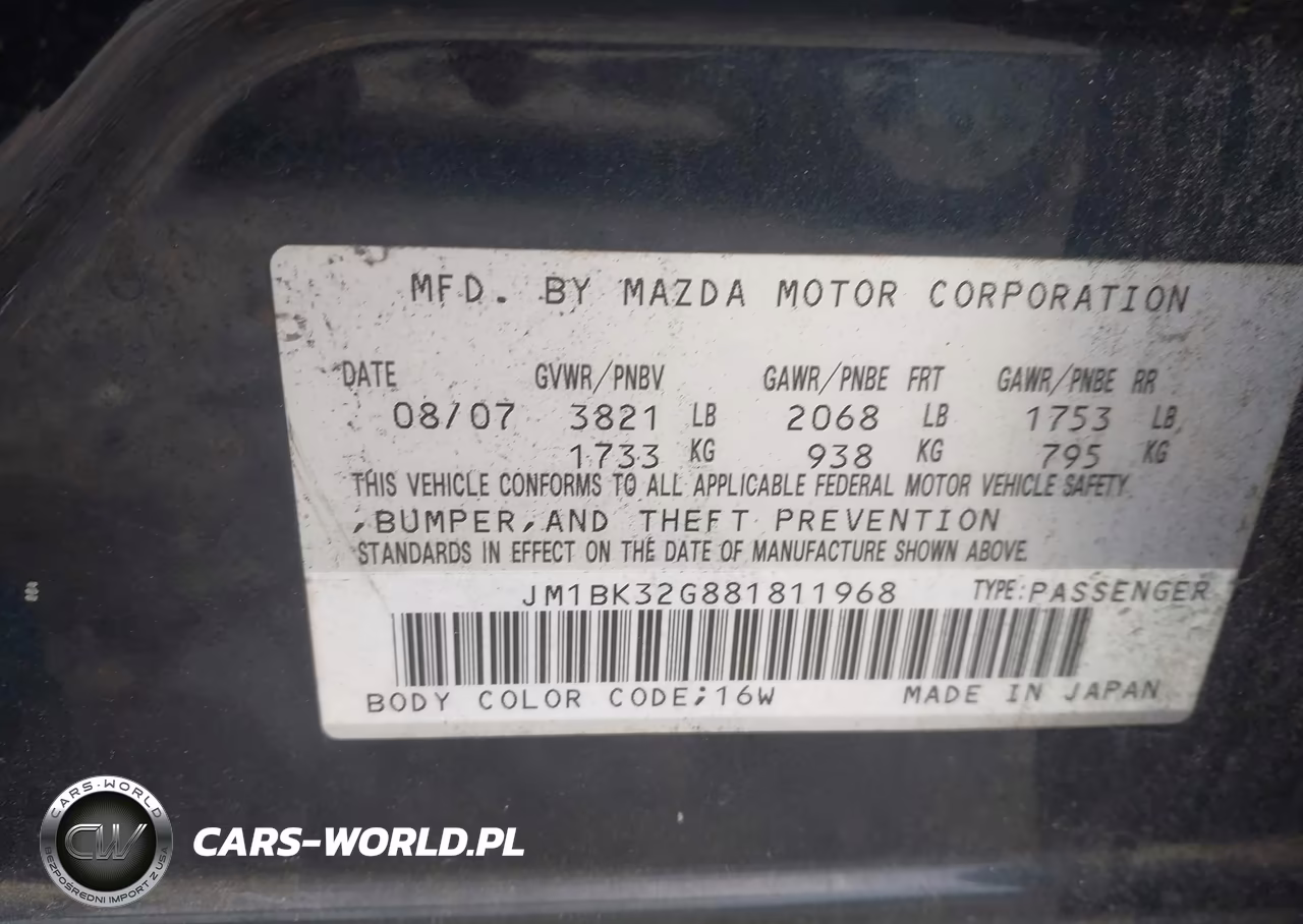 2008 Mazda Mazda3 I VIN:JM1BK32G881811968 - 9