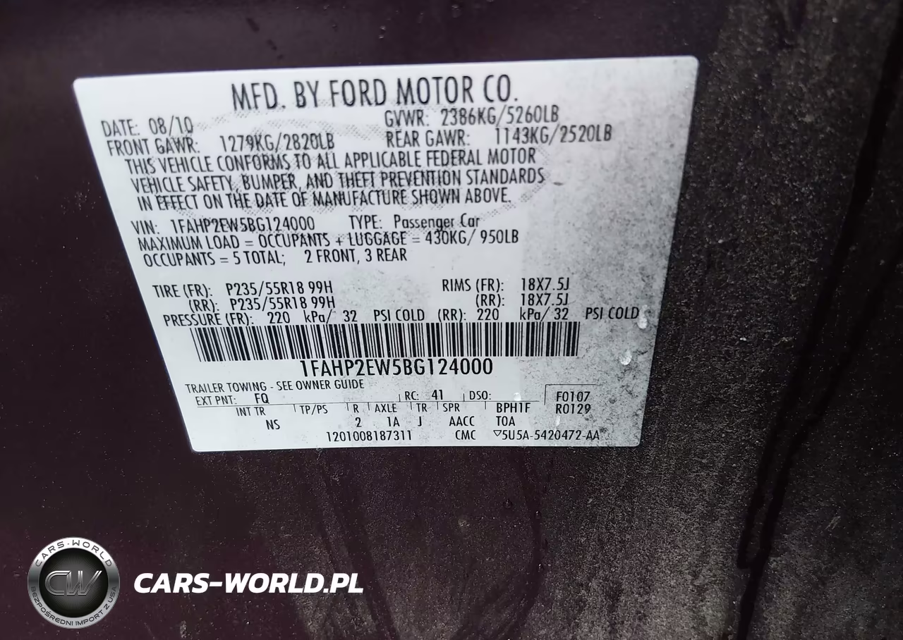 2011 Ford Taurus Sel VIN:1FAHP2EW5BG124000 - 9