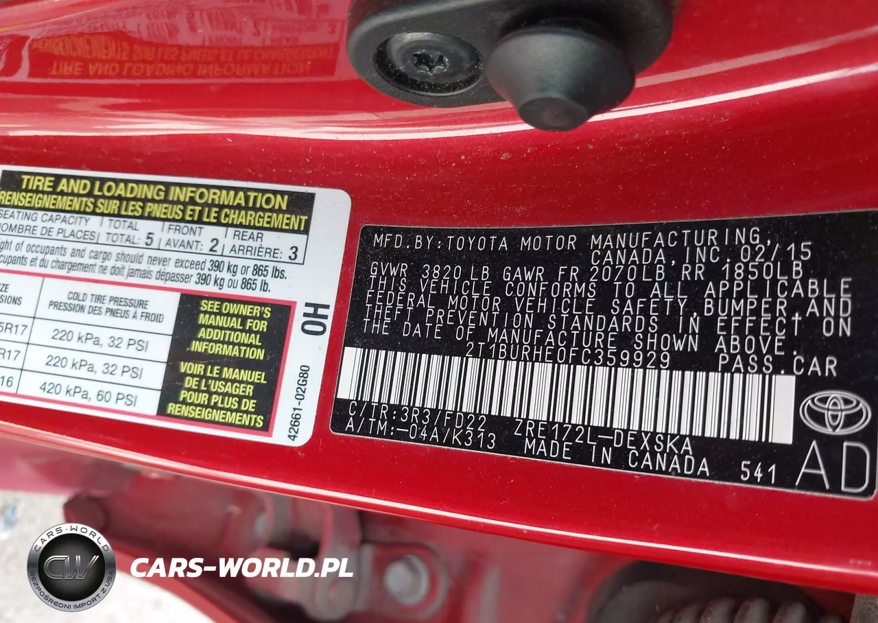 2015 Toyota Corolla S Plus VIN:2T1BURHE0FC359929 - 9