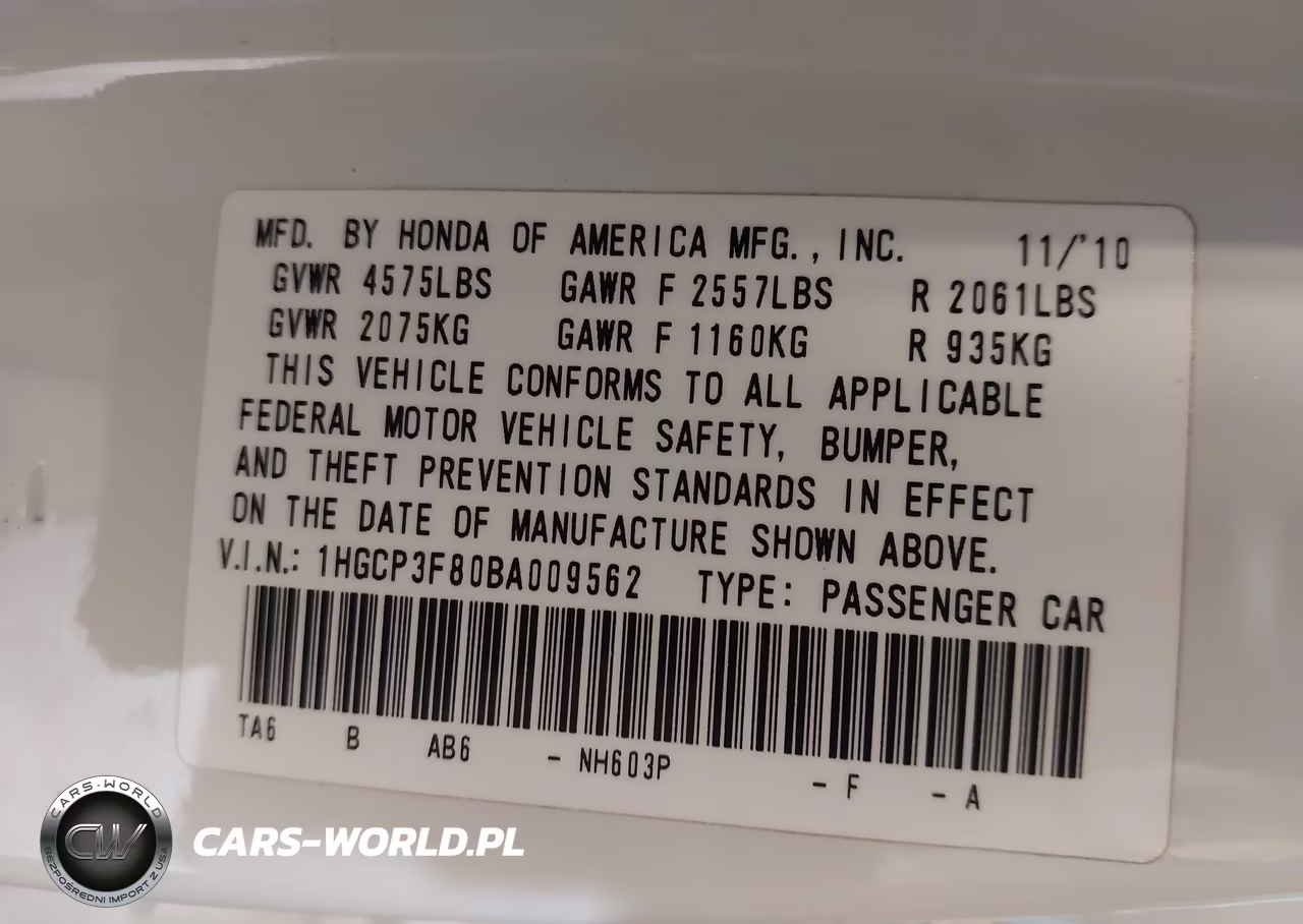 2011 Honda Accord 3.5 Ex-L VIN:1HGCP3F80BA009562 - 9