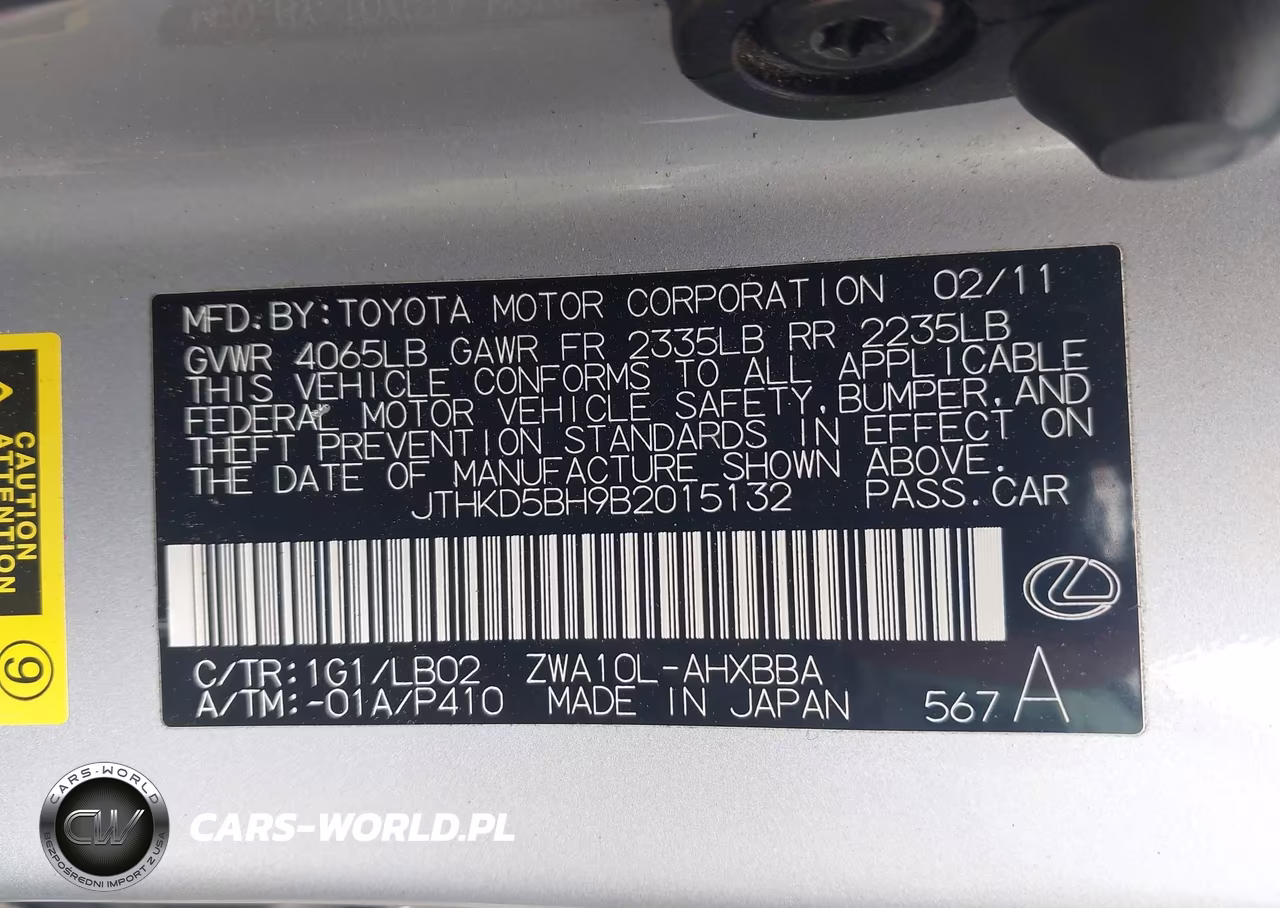 2011 Lexus Ct 200H Premium VIN:JTHKD5BH9B2015132 - 9