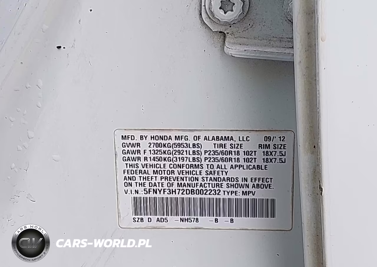 2013 Honda Pilot Ex-L VIN:5FNYF3H72DB002232 - 9