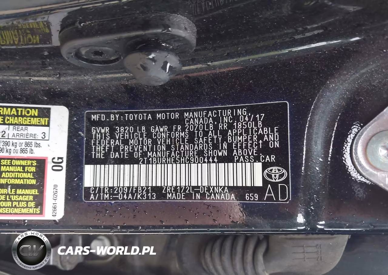 2017 Toyota Corolla Le VIN:2T1BURHE5HC900444 - 9