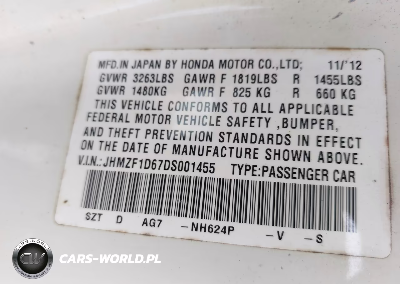 2013 Honda Cr-Z Ex VIN:JHMZF1D67DS001455 - 9
