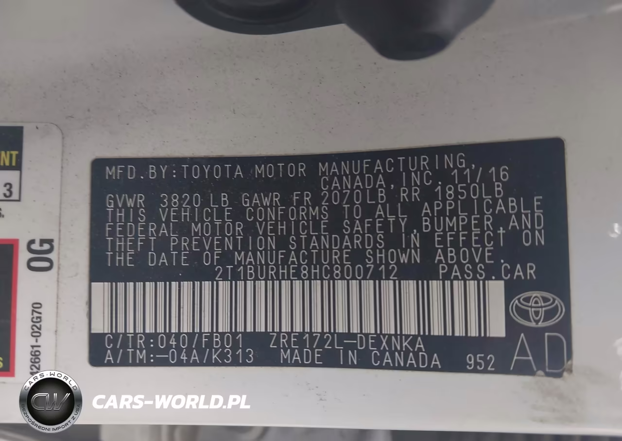 2017 Toyota Corolla Le VIN:2T1BURHE8HC800712 - 9