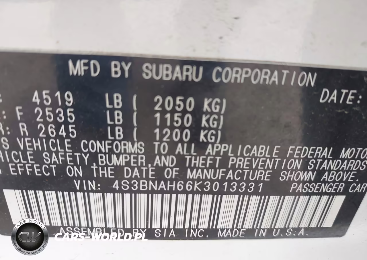 2019 Subaru Legacy 2.5I Premium VIN:4S3BNAH66K3013331 - 9