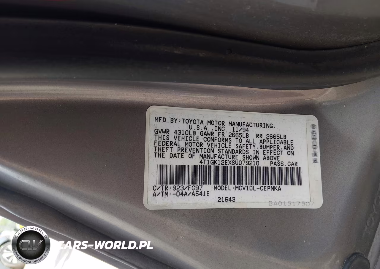 1995 Toyota Camry Le VIN:4T1GK12EXSU079210 - 9