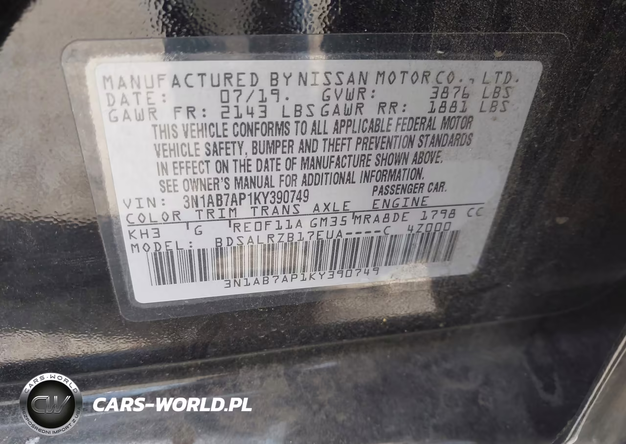 2019 Nissan Sentra Sr VIN:3N1AB7AP1KY390749 - 9