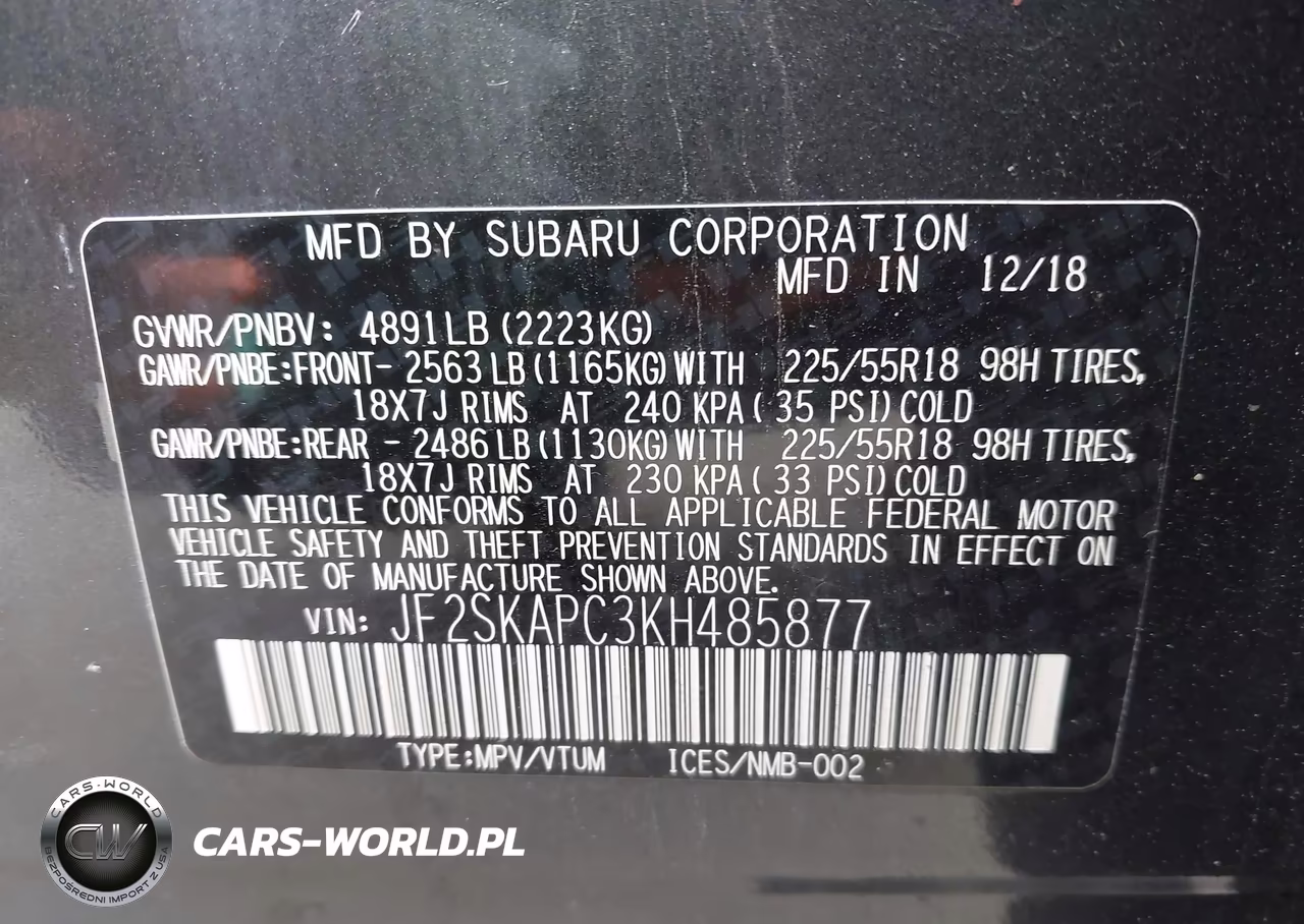 2019 Subaru Forester Sport VIN:JF2SKAPC3KH485877 - 9