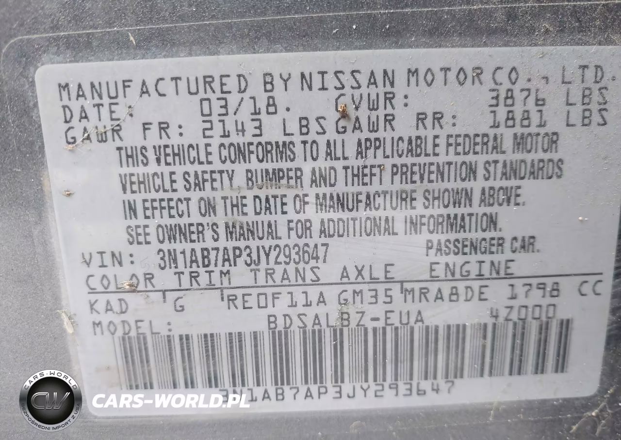 2018 Nissan Sentra S VIN:3N1AB7AP3JY293647 - 9