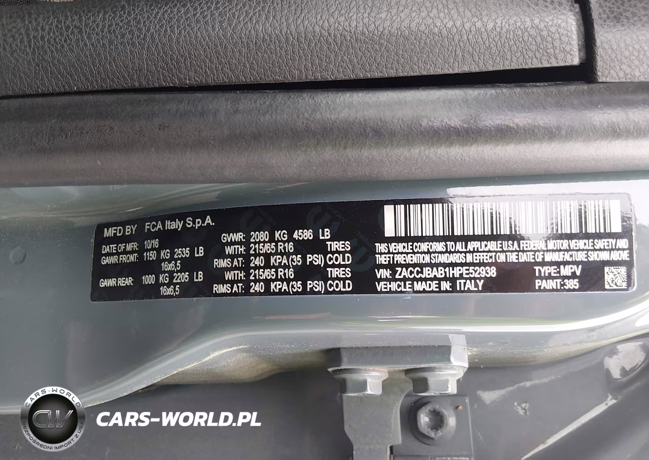 2017 Jeep Renegade Sport 4X4 VIN:ZACCJBAB1HPE52938 - 9