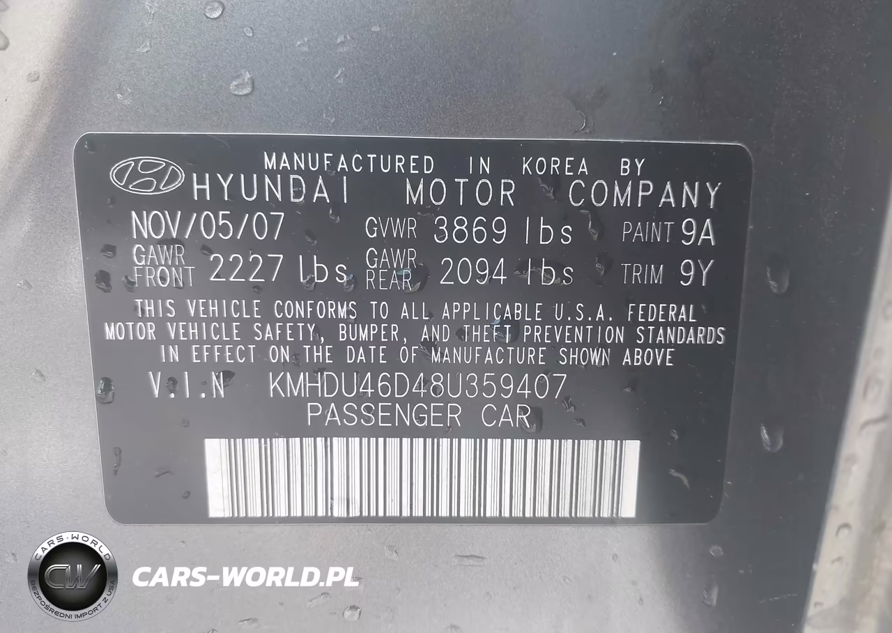 2008 Hyundai Elantra Gls-Se VIN:KMHDU46D48U359407 - 9