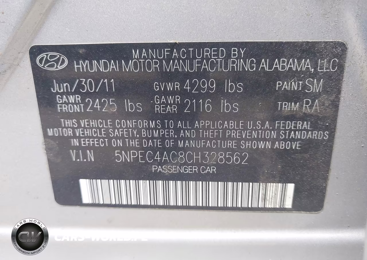 2012 Hyundai Sonata Se VIN:5NPEC4AC8CH328562 - 9