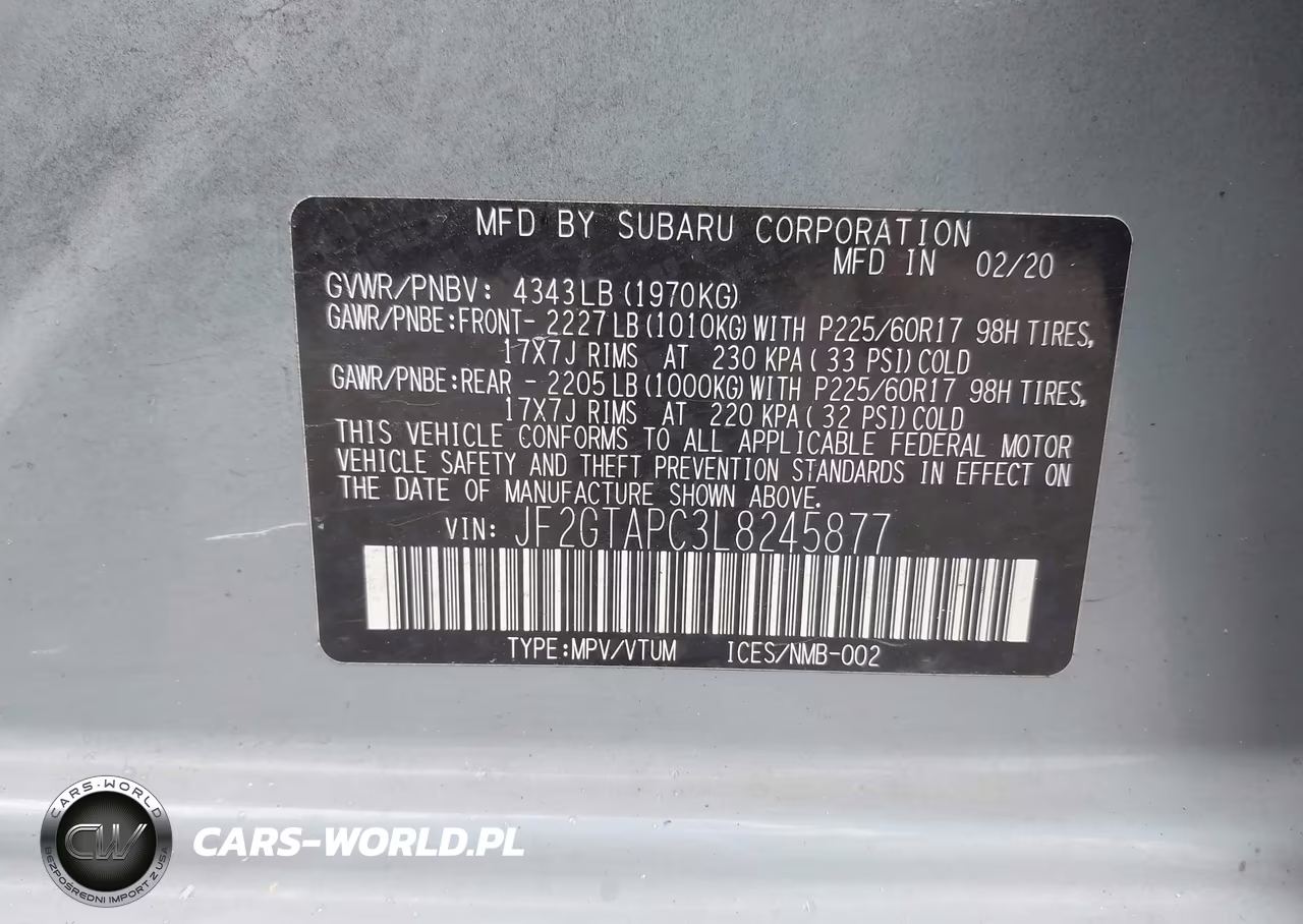 2020 Subaru Crosstrek Premium VIN:JF2GTAPC3L8245877 - 9