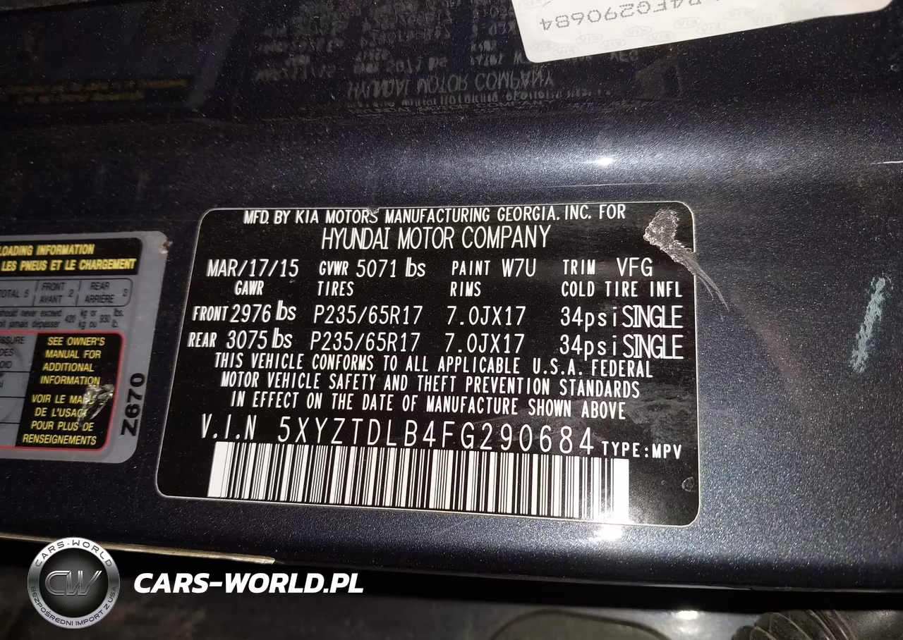 2015 Hyundai Santa Fe VIN:5XYZTDLB4FG290684 - 9