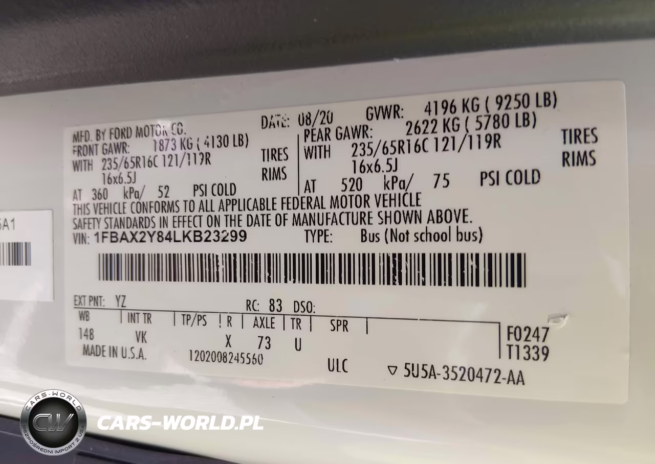 2020 Ford Transit-350 Passenger Van Xl VIN:1FBAX2Y84LKB23299 - 9