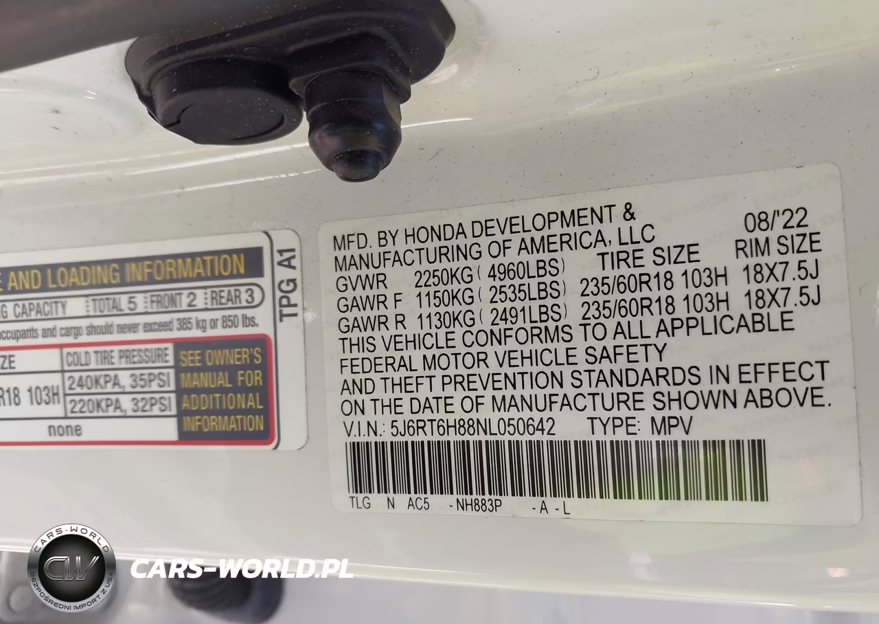 2022 Honda Cr-V Hybrid Ex-L VIN:5J6RT6H88NL050642 - 9