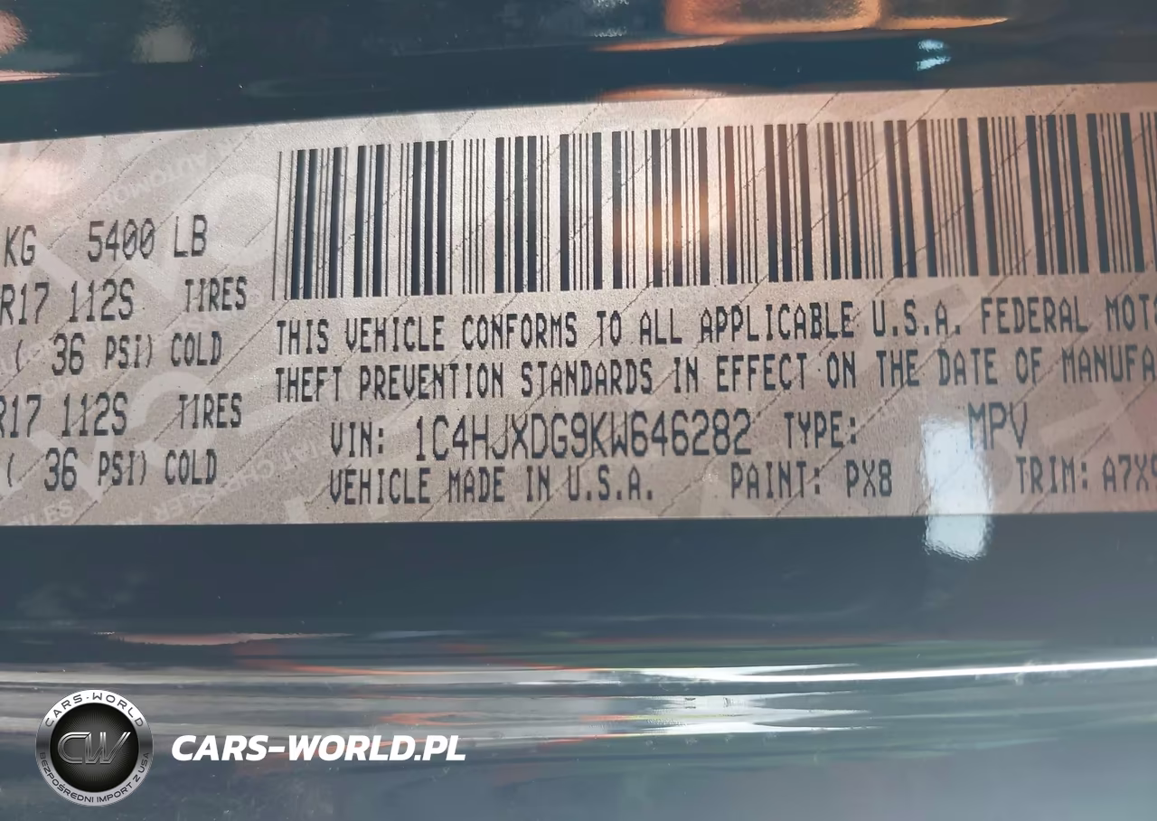 2019 Jeep Wrangler Unlimited Sport S 4X4 VIN:1C4HJXDG9KW646282 - 9