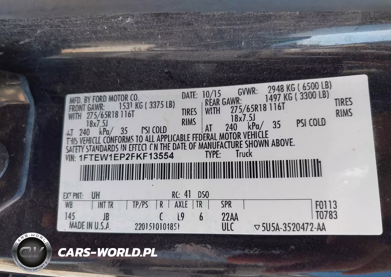 2015 Ford F-150 Xlt VIN:1FTEW1EP2FKF13554 - 9