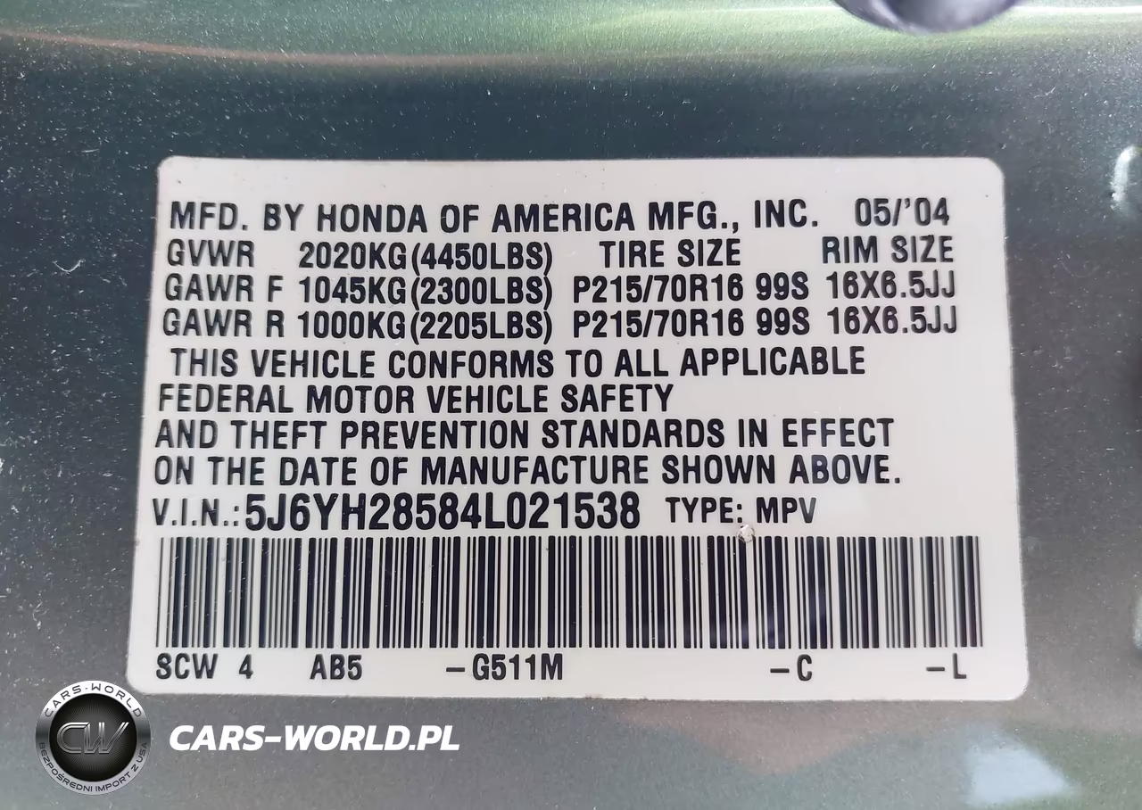 2004 Honda Element Ex VIN:5J6YH28584L021538 - 9