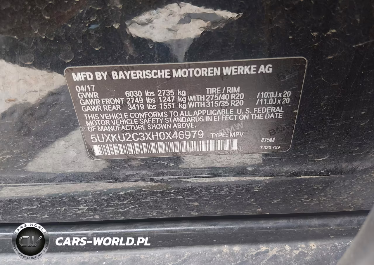 2017 BMW X6 xDrive35I VIN:5UXKU2C3XH0X46979 - 9