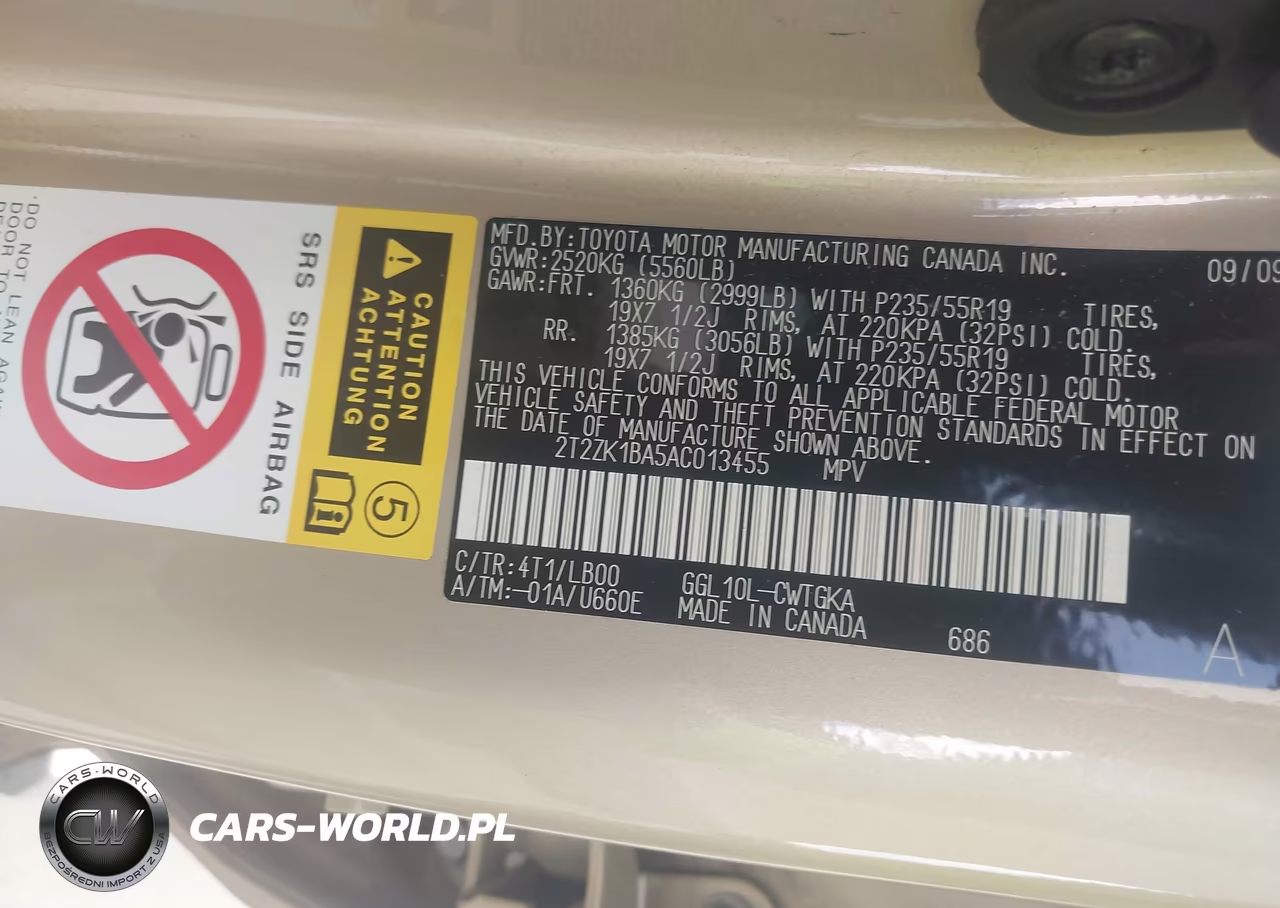 2010 Lexus Rx 350 VIN:2T2ZK1BA5AC013455 - 9