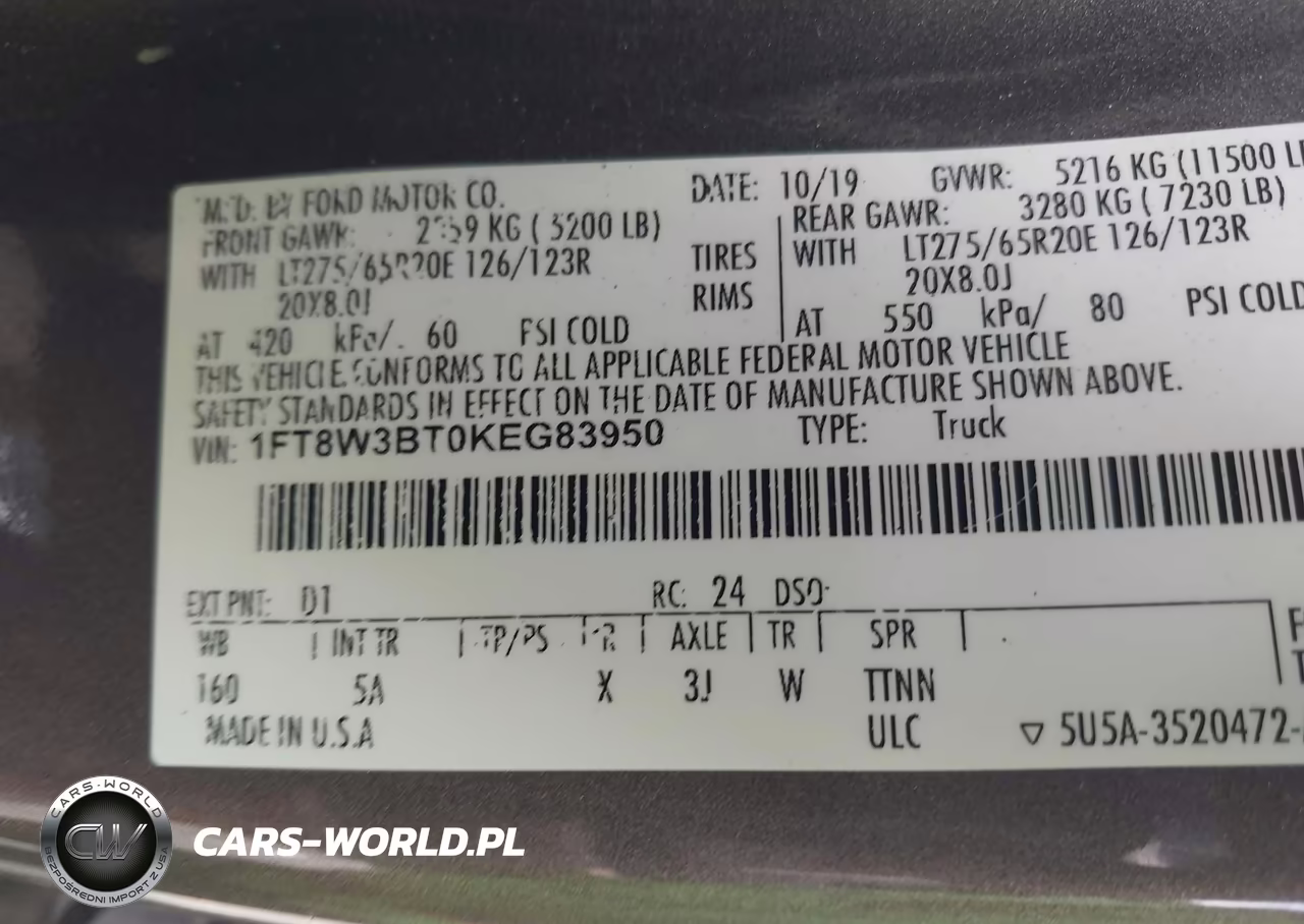 2019 Ford F-350 Lariat VIN:1FT8W3BT0KEG83950 - 9