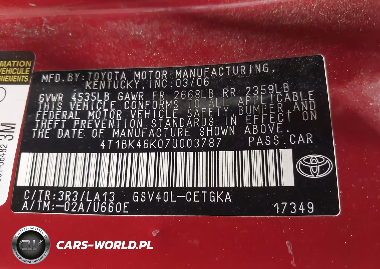 2007 Toyota Camry Xle V6 VIN:4T1BK46K07U003787 - 9